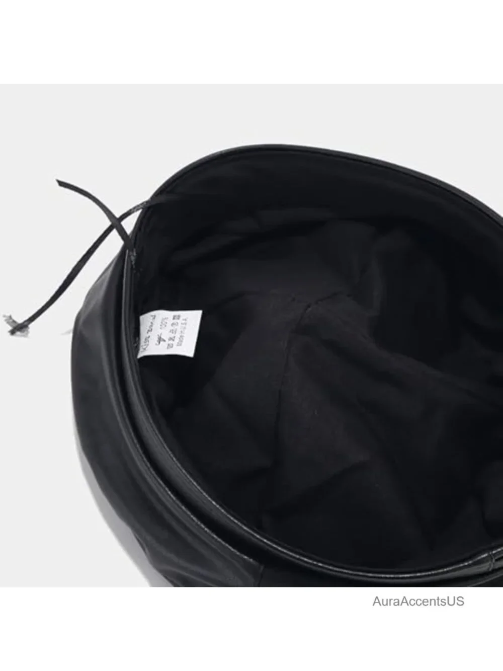 PU Leather Beret Hat Solid Color French Slouchy Tam Cap